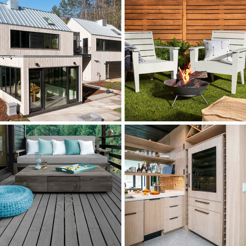 Modern patio and outdoor spaces featuring Solid Color Cedar Acrylic Deck Stain Gallon No Mess Easy To Apply Outdoor Wood Finish.