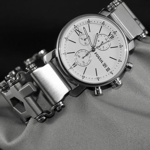 Stainless Steel Watch Adapter For Leatherman Bracelet Silver Tread Compatible With Apple Watch Ultra secure fit