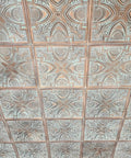 Retro Copper Faux Tin Ceiling Tiles Pack Of 10 For DIY Drop In Or Glue Up Install, 2x2 Grid Fit, PVC Panels, Weathered Vintage Decor