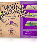 Beginner Wood Burning Kit For Kids And Teens, includes 40+ pieces, step-by-step guide, wood plaques, pen tips, and sketches