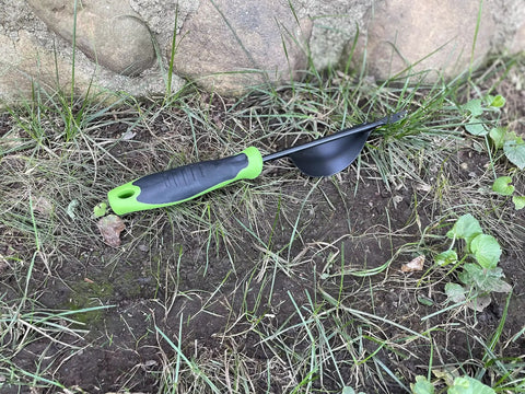Heavy Duty Weeding Tool With Lever Design Weed Puller Deep Digging Two Pronged V Shaped Fork Ergonomic No Slip Grip Handle