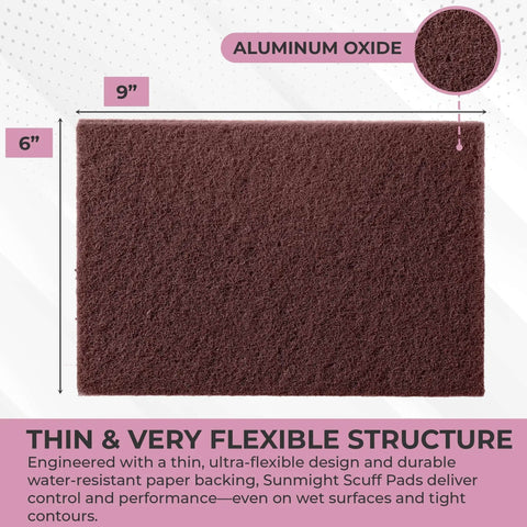 Maroon 6 By 9 Inch Scuff Pads For Paint Prep Aluminum Oxide Surface Prep Cloths With Abrasive Hand Pads For Auto Marine Aerospace