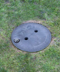 Heavy Duty 10 Inch Round Electrical Splice Box For Ground Installations, Durable PVC Enclosure Protects Wire Connections, 1 Piece Grey For Outdoor Electrical Wiring And Equipment Built Tough on grass