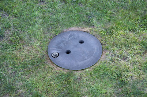 Heavy Duty 10 Inch Round Electrical Splice Box For Ground Installations, Durable PVC Enclosure Protects Wire Connections, 1 Piece Grey For Outdoor Electrical Wiring And Equipment Built Tough on grass