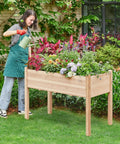 Two Piece Raised Garden Bed Set With Legged Planter Boxes, 48x24x30in Elevated Wooden Horticulture Beds For Backyard, Patio Or Balcony