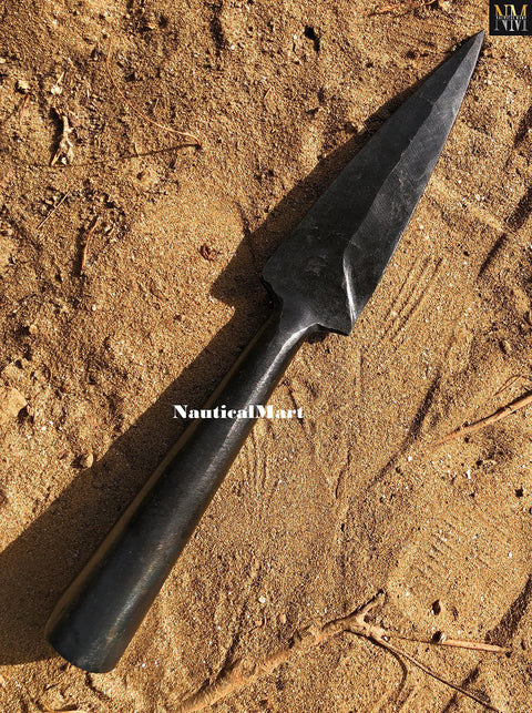 Hand Forged Viking Saga Iron Spear Point For Reenactment And LARP Carbon Steel Long Spearhead For SCA Knights