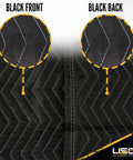 Heavy Duty Moving Blankets 80 by 72 Inches 4 Pack Quilted Furniture Pads Cotton Polyester Pro Grade, black front and back.