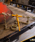 Heavy Duty Ratchet Binder For One Half To Five Eighths Inch Chain Two Pack With 18,100 LBS Working Load, Yellow Zinc Finish