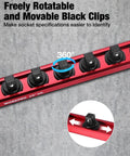 Deadset Reliable Magnetic Socket Organizer Slick Push Button Sliding Rail showing rotatable clips for 3/8 inch drive tools.