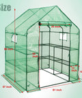 Walk-In Greenhouse With 57x61x80 Inch Footprint, 3 Tiers And 10 Shelves, Roll-Up Door And Observation Windows