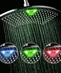 12 Inch Chrome Rainfall LED Shower Head With Color Changing LED LCD Temperature Display Curved Fan Design 123 Rub Free Jets