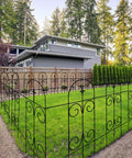 Installed Rustproof Wrought Iron Garden Fence Border 32 Inch High And 20 Feet Long Across 14 Panels No Dig Fence in yard