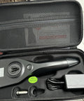 At Home Shockwave Therapy Device For Men To Bust Erectile Dysfunction And Kickstart Penile Blood Flow Naturally For Smooth Performance And Unshakable Confidence Every Day in a portable case with digital interface and charger.