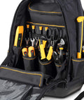 35-Pocket Solid Molded Base Heavy-Duty Tool Backpack With Waterproof Reinforced Bottom Laptop Compartment Padded Back Support