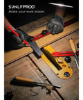 Premium Adjustable Stair Tread Template And Rock Solid Woodworking Gauge For Hella Easy Measurements With Adjustable Length Extensions For Any Floor Leveling Or Deck Project That Delivers Big Time Accuracy On Site, shown with tools on wooden surface.