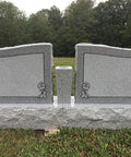 Custom Engraved Two Person Cemetery Memorial With Center Vase, Granite Headstone Double Monument, Companion Wing Upright Grave Marker For Loved Ones, Names And Dates Engraving With Proofs Included