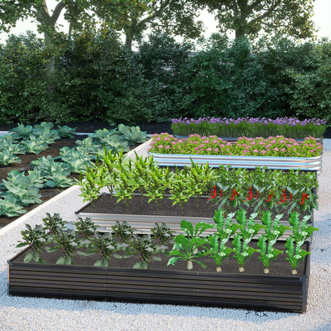 2 Pack Galvanized Raised Garden Bed Kit 12 By 4 By 1 Feet Outdoor Planter for Veggies Flowers Herbs and Fruit Rectangle Metal Bed