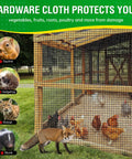 Black Vinyl Coated Hardware Cloth One Half Inch Mesh 48 Inch Wide 100 Feet Roll protecting poultry from wildlife like a fox.