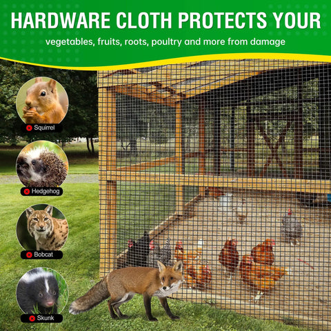 Black Vinyl Coated Hardware Cloth One Half Inch Mesh 48 Inch Wide 100 Feet Roll protecting poultry from wildlife like a fox.