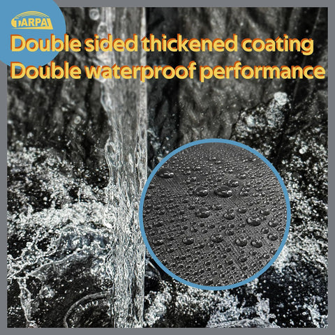 Heavy Duty Waterproof Tarp 4x5 Feet Two Pack 14 Mil Polyethylene Tarps showing waterproof coating and moisture beads