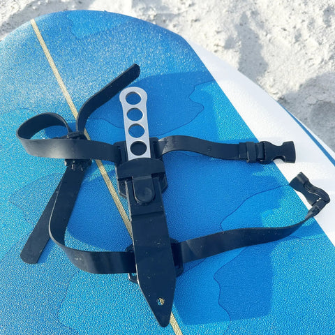 Beefed-Up Dive Knife With Sheath And Leg Strap, Thigh Knife With 440 Stainless Fixed Blade, on blue surfboard