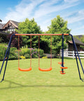 Backyard Swing Set For Kids Built Tough With 440 Lb Capacity Heavy Duty A Frame Metal Frame Two Seats And One Glider