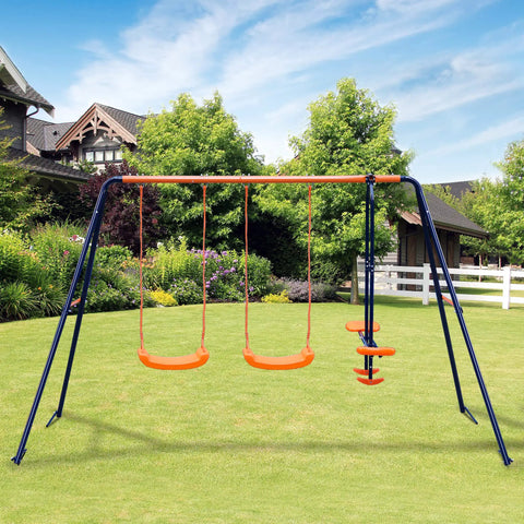 Backyard Swing Set For Kids Built Tough With 440 Lb Capacity Heavy Duty A Frame Metal Frame Two Seats And One Glider