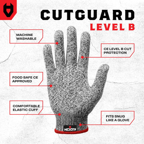 Premium Cut Resistant Kitchen Gloves Food Grade For Chefs And Butchers, Level Five Meat Cutting Gloves with features labeled