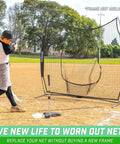 Baseball player using Replacement 7 Ft By 7 Ft Baseball Softball Net For Batting Practice And Pitching, Frame Not Included