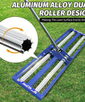 Beefed Up Lawn Leveling Rake With Aluminum Roller Base And Stainless Steel Construction 30 By 10 Inch on grass