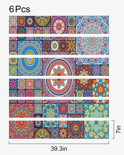 Peel And Stick Tile Stickers Pack Of Six Decals Each 7 By 39.3 Inches Waterproof Easy To Apply For Kitchen Bathroom Stairs And Cupboards