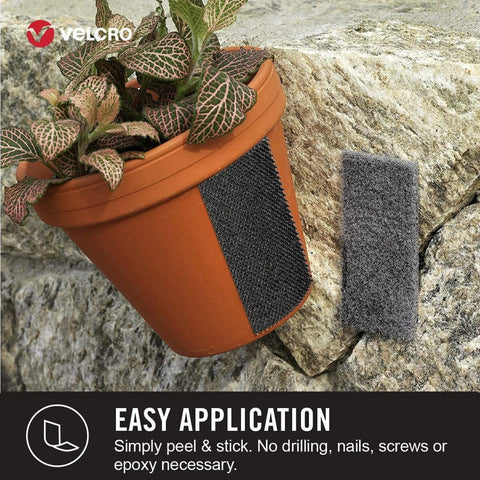 Beefy Extreme Outdoor Heavy Duty Tape With Stick On Adhesive, 10 Ft By 1 In, holding planter on stone surface
