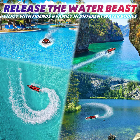 2.4GHz RC Boat With 22 Plus MPH Speed For Adults And Kids High Speed Remote Control Jet Boat For Lakes Rivers And Pools