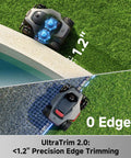 LiDAX Ultra 3000 All Terrain Robotic Lawn Mower trimming edge with 1.2 inch precision using AWD and 4G LiDAR mapping.
