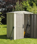 Factor 6x3 Outdoor Storage Shed Kit For Patio Furniture Lawn Tools Bikes Beach Gear Plus More Durable Resin Construction