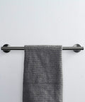 Six Piece Brushed Gun Metal Bathroom Hardware Set With 18 Inch Towel Bar Toilet Paper Holder Four Robe Hooks And SUS 304 Stainless Steel Wall Mounted Design For A Slick Durable Modern Upgrade