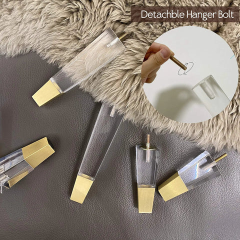 Clear Acrylic Furniture Legs Replacement Set Of 4 For Sofas Cabinets And More Modern Square Style With Gold Accent 4.7 Inch Height Durable DIY Feet