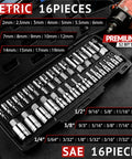 32 Piece Hex Bit Socket Set For SAE And Metric With Hardened S2 Alloy Steel and Cr V Bits Chrome Plated Mirror Finish in case