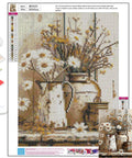 Rustic Flowers Daisy Diamond Painting Kit For Adults 5D Full Drill Gem Art Set 12x16 Inch Beginner Friendly Diy Home Wall Decor With Color Coded Rhinestones And Tools For Chill Fun image