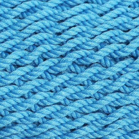 Close-up of sky blue polyester rope texture from Sky Blue Caribbean XL Outdoor Hammock Chair Swing For Reading And Relaxing.