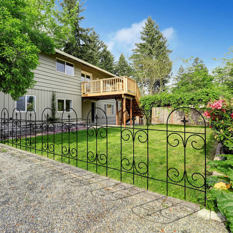 Rustproof Wrought Iron Garden Fence Border 32 Inch High And 20 Feet Long Across 14 Panels No Dig Fence For Flower Beds Yard