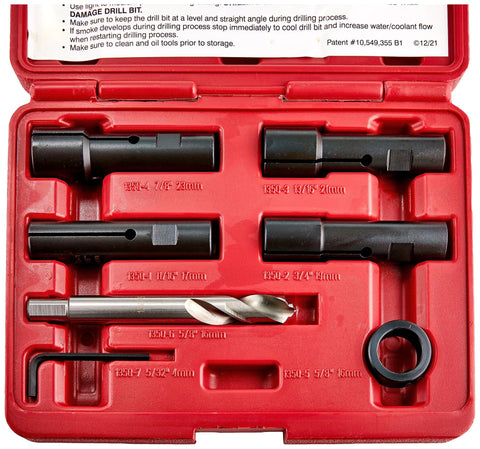 LTI Tools LT1350 Lug Ripper kit in red plastic case with black metal extractor/adapters.