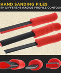 Contour Hand Sanding Block Set With 40 Sheet Hook Loop Sandpaper Kit 3 Piece Teardrop Convex Radius Profiles