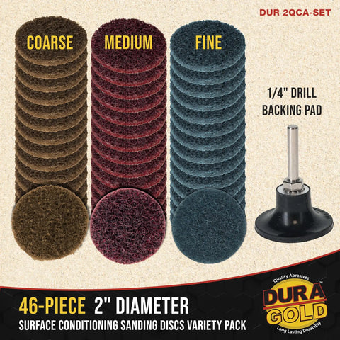 Beast Mode 46 Piece 2 Inch Sanding Discs Variety Pack with Quick Change Heavy Duty Backing Pad and Adapter Holder, coarse, medium, and fine grit.