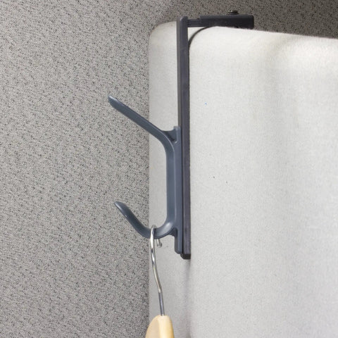 Over Cubicle Panel Coat Hooks Adjustable Double Hooks For Office Partitions Fits 1.25 To 3.5 Inch Panels Charcoal 2 Pack