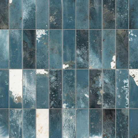 Brick Blue Porcelain Wall Tile For Bathroom Or Kitchen Backsplash Dope Brick Look With Textured Finish Grade 1 Wall Tile 7.875 By 15.75 Inches