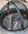 Round Fire Pit Spark Screen Cover With Easy Opening Latch Heavy Duty Steel Mesh Shield For 36 Inch Outdoor Fire Pits Ember Guard