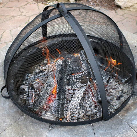 Round Fire Pit Spark Screen Cover With Easy Opening Latch Heavy Duty Steel Mesh Shield For 36 Inch Outdoor Fire Pits Ember Guard