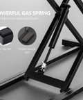 Powerful gas spring mechanism of the Epic Height Adjustable Sit To Stand Desk Converter for smooth adjustments, black metal frame