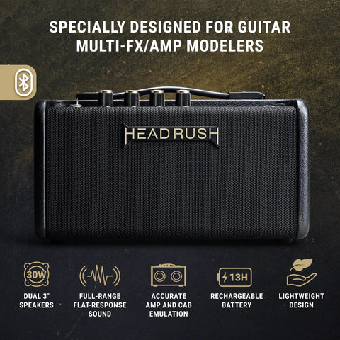 FRFR-GO Portable 30W Guitar Amp For Electric And Bass With Dual 3 Inch Speakers, Bluetooth, Rechargeable Battery shown